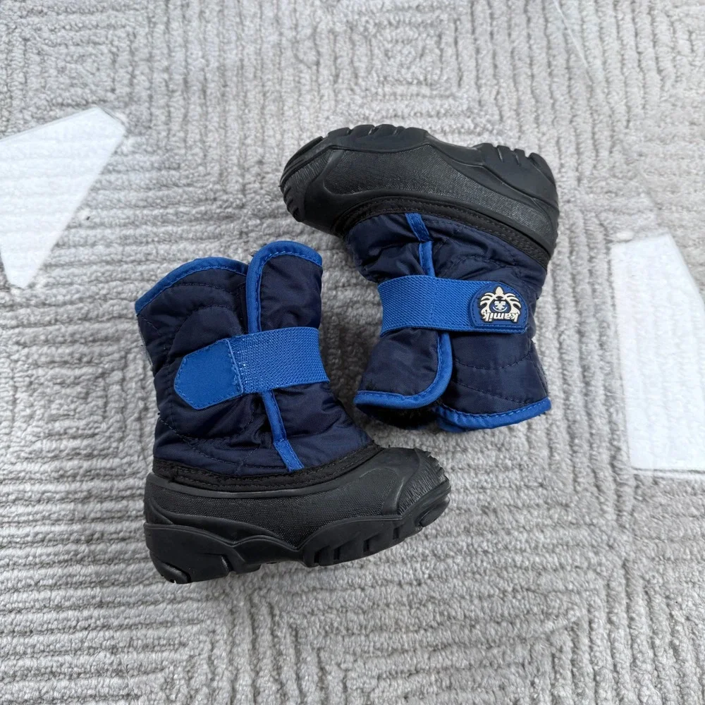 Kamik Winter Snow Boots Toddler Boys Size 6 Navy Blue Waterproof Insulated Strap